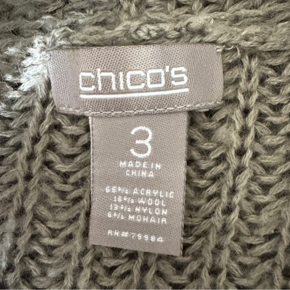 Chico’s Knit Cardigan Women Size‎ 3 Equivalent XL Soft Beige Mohair Blend - Picture 2 of 6